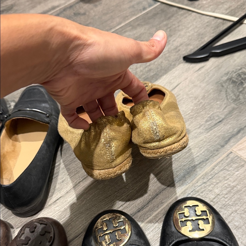Tory Burch Black, Brown, and Gold Flats and black Neutralizer loafers, bundle - Picture 6 of 8
